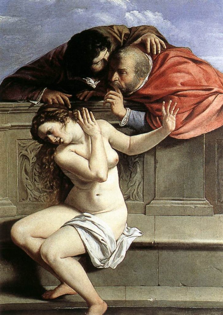 Artemisia Gentileschi. Susanna e i vecchioni, 1610. Olio su tela, cm 119x170. Collezione Graf von Schönborn, Pommersfelden