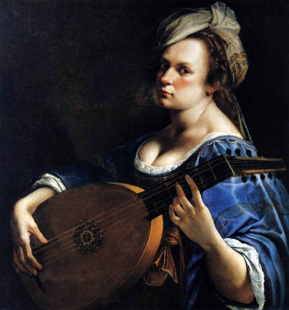 Artemisia Gentileschi. Autoritratto come suonatrice di liuto, 1617-18. Olio su tela,cm 65,5x50,2 Wadsworth Atheneum di Hartford Connecticut