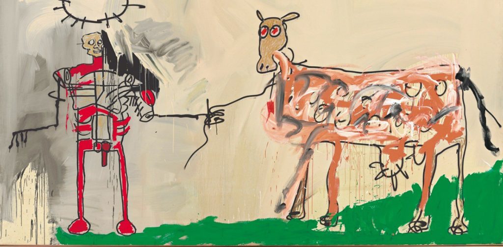 Jean-Michel Basquiat. The Field Next to the Other Road, 1981. Acrilico, smalto ad aerografo, pastello a olio, pittura metallica e inchiostro su tela, cm 221 x 401,3. Mugrabi Collection