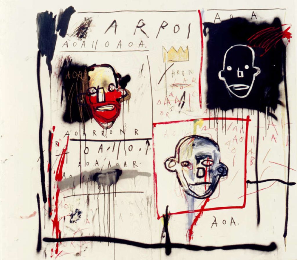 Jean-Michel Basquiat. Senza titolo, 1981 Olio, pastello a olio e aerografo su tela, cm 130,2 x 142,9. Mugrabi Collection