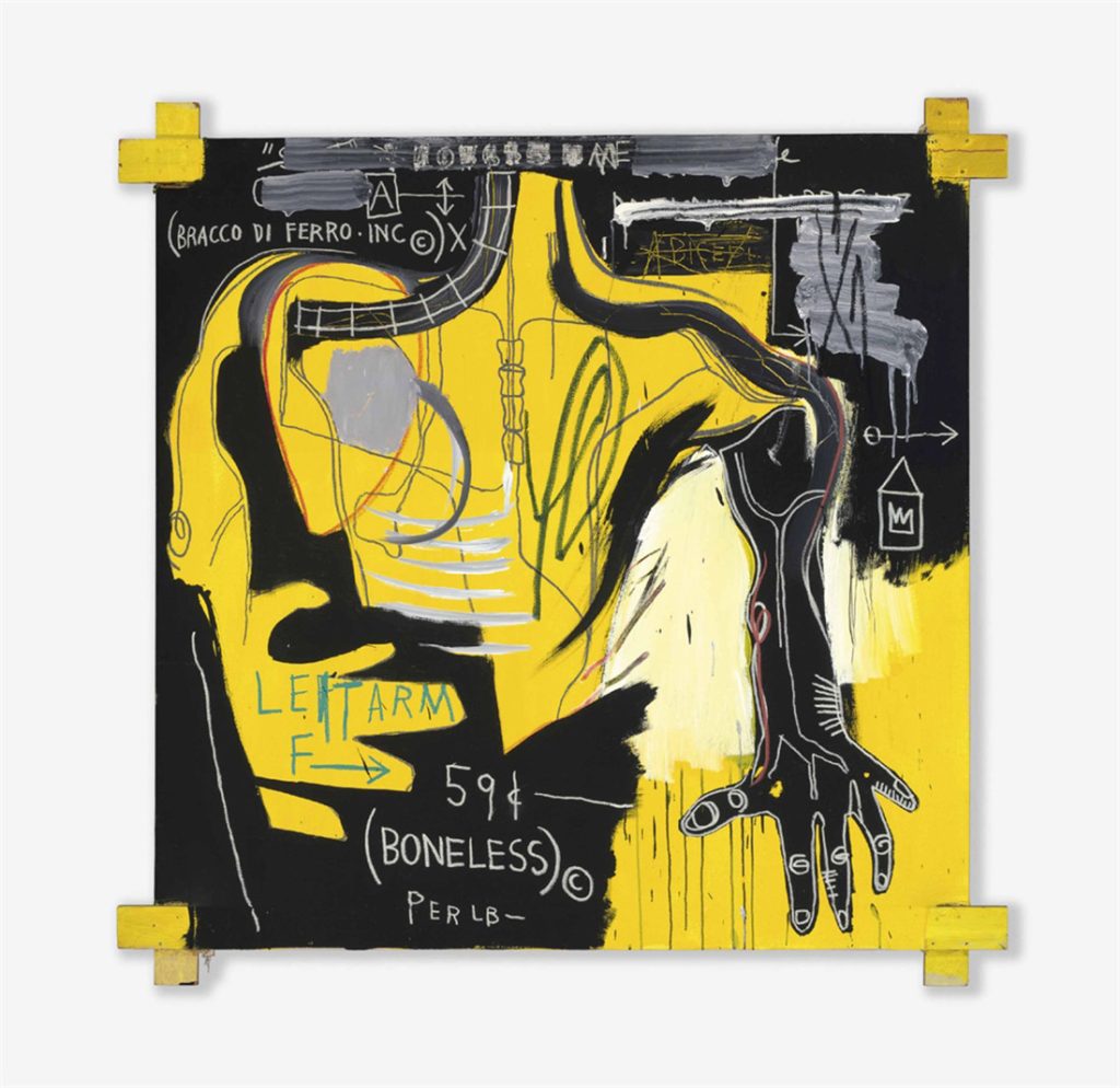 Jean-Michel Basquiat. Untitled (Braccio di Ferro), 1983. Acrilico e stick a olio su tela, cm 182,8 × 182,8. Mugrabi Collection