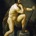 Guido Reni. Ercole dopo l’uccisione dell’Idra, 1620 ca. Olio su tela, cm 224×175. Galleria Palatina, Firenze