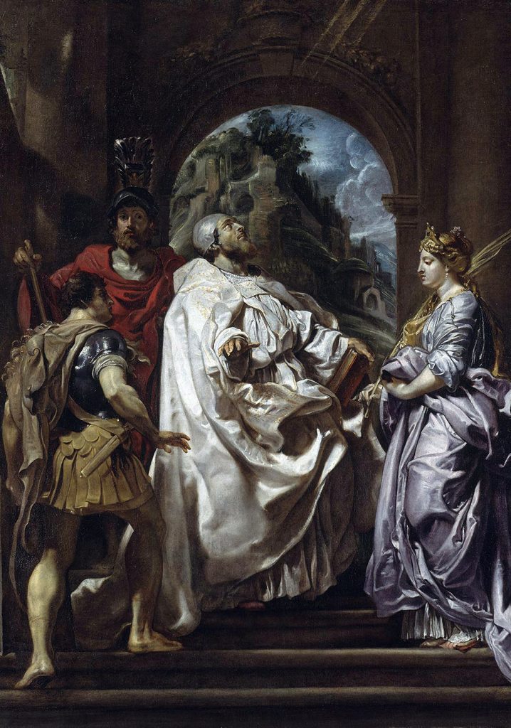 Peter Paul Rubens. San Gregorio con santa Domitilla, San Mauro e San Papiano, 1606. Olio su tela, cm 146,5×120. Gemäldegalerie, Berlino