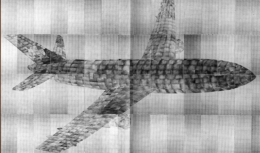 Thomas Bayrle. Airplane, 1982-83. Photocollage, cm 8 x 13,4. Photo Wolfgang Günzel