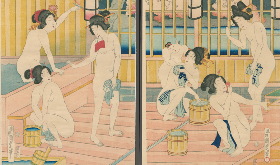 Kunisada. The Nakamanjiro Public Bath, 1869