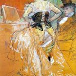 Tolouse-Lautrec. Rivista Elles. Donna in corsetto, 1896. Disegno, gesso, gesso nero e blu, olio su carta, fissato su tela