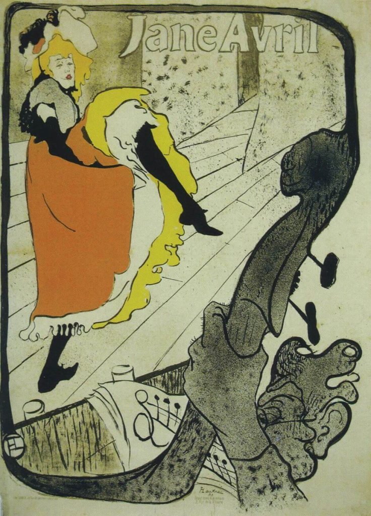 Toulouse-Lautrec. Jeane Avril al Jardin. 1893. Litografia a pennello e spruzzo in cinque colori su un foglio di carta di cotone, cm.128,7 x 93,9